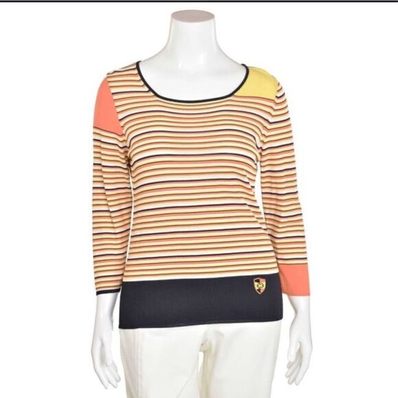 Escada Magaretha Ley Sweater Womens Size 40 Lightweight Pullover Stripe Stretch - Picture 1 of 9